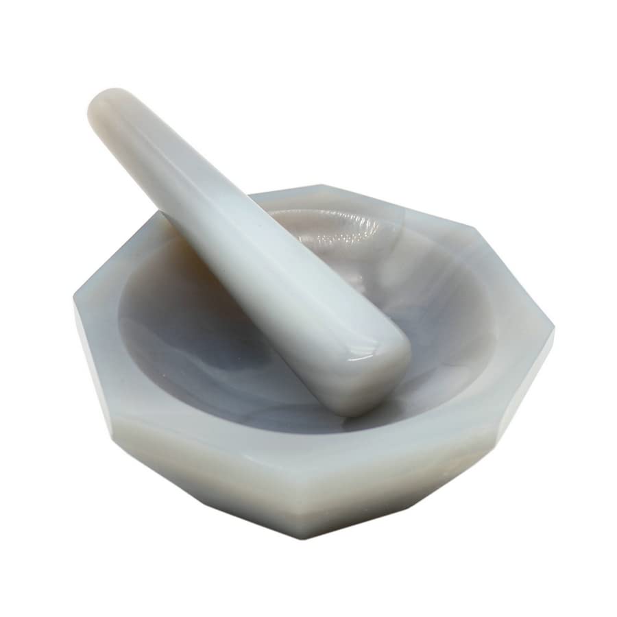 Mortier en agate de 110 mm - Pour utilisation en laboratoire - Mortier et pilon - Résistant à l'usure - Avec tige de meulage