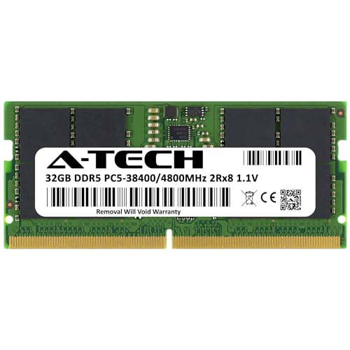 Image of A-Tech 32GB DDR5 4800MHz PC5-38400 CL40 SODIMM 2Rx8 Dual Rank 1.1V Non-ECC Unbuffered SO-DIMM 262-Pin Laptop Computer RAM Memory Upgrade Module