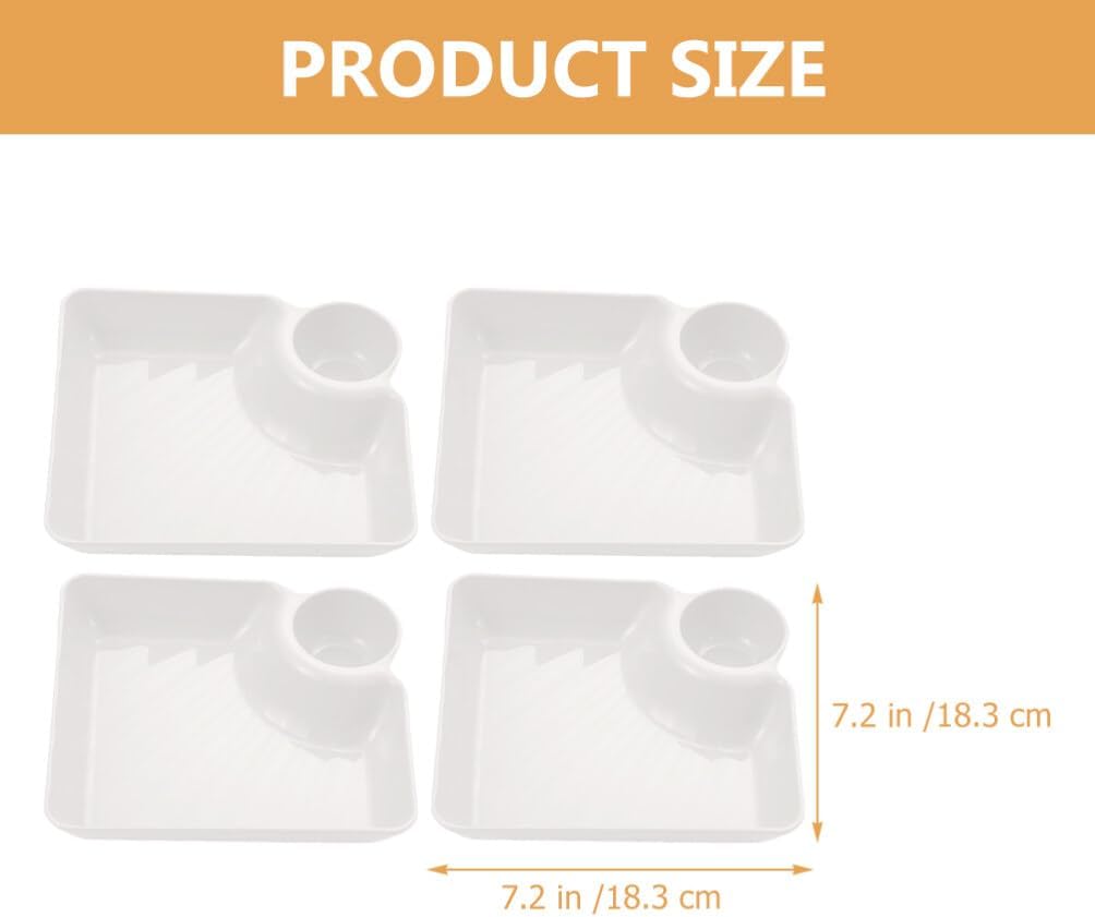 Kichvoe Snack Tray Set 4 pcs Plastic Serving Tray Food Serving Platter for Cookies French Fries Fruit Party Picnic Home Cafe Restaurant 7.28 X 6.69 X 1.57 in
