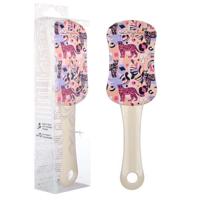 DESSATA Cepillo desenredante para desenredar nudos con mango y diseño de guepardo