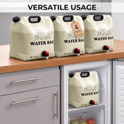 Set de 4 recipientes plegables para agua de 3.17 galones con grifo WMXWAN para camping, senderismo, viaje y uso doméstico de emergencia miniatura 6