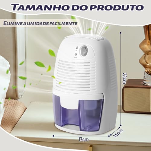 Desumidificador de Ar, Desumidificador, Purificador de Ar 300ML, Branco, Desligamento Automático Qua