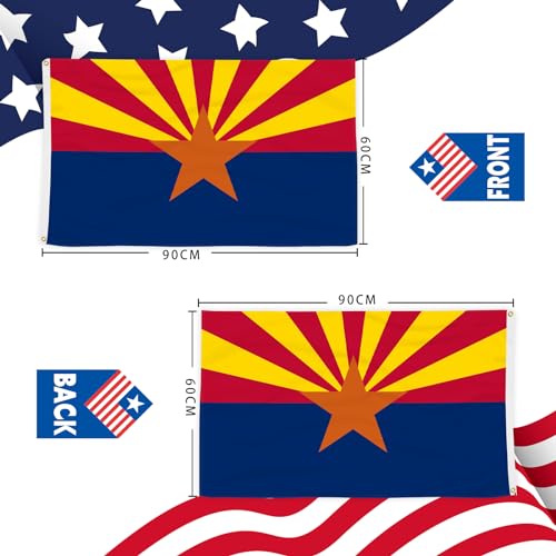 3 Ply Arizona State Flag 2x3 Ft 150D Polyester Double Sided Outdoor Heavy Duty Vivid Colors with Durable Canvas Header and 2 Brass Grommets by Ruchikaj - Image 2