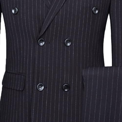 Ensemble élégant à double boutonnage hommes costume formel rayures fines