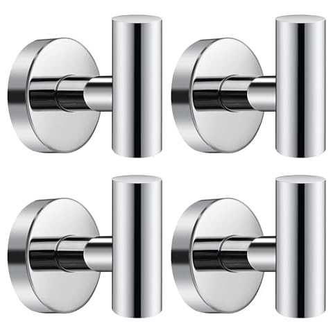 Augegel Suction Cup Hooks for Shower, Reuseable Towel Hooks for Bathroom, T Shape Chrome Cover