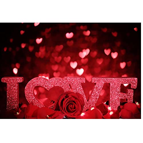 Valentinstag Fotografie Hintergrund Rote Rose Blume Glitzer Liebe Bokeh Baby Shower Hintergrund Fotostudio Vinyl 2,1 x 1… – Bild 4