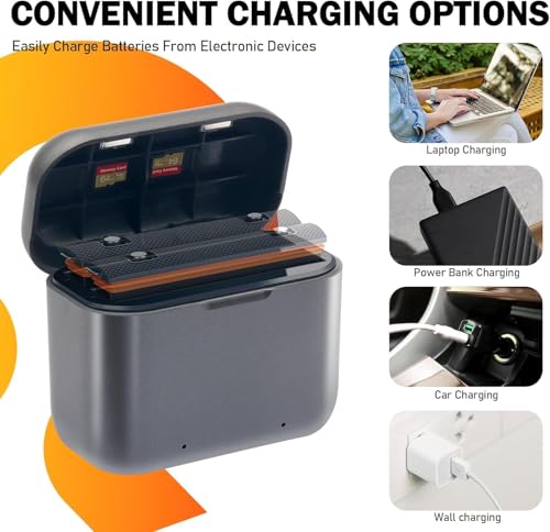 Image of ZODUCT Fast Battery Charger Hub Box for Insta 360 One X3 Action Camera Accessories, Portable 2 Channel Battery Charger Storage Station with SD Card Slots (Charger Hub Only)