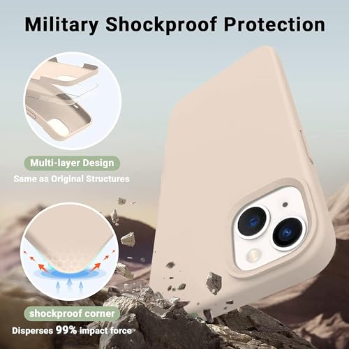 Image of NAFS Silicone Case Compatible with iPhone 14 | Camera Protect Microfiber Lining Cover | Case Cover for iPhone 14 (Sand White)