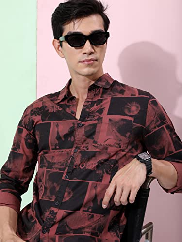 Image of Ketch Men Cotton Slim Fit Printed Full Sleeve Shirt