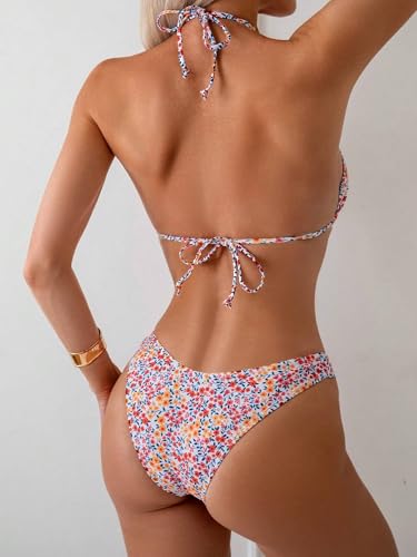 Image of ZAFUL Womens Halter Bikini Sets Triangle Bikinis High Cut Swimsuits 2 Piece Bathing Suits Sexy Swimwear
