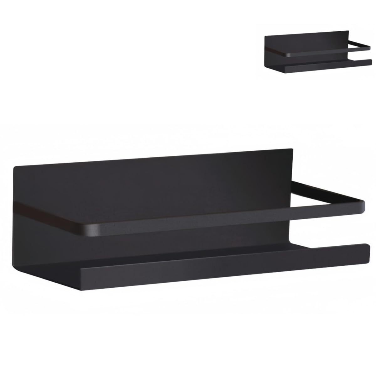 TIYOORTA Fridge Spice Rack Organizer Single Tier Magnetic Refrigerator Spice Storage Magnet Shelf, Black,1PC