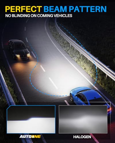 Image of AUTOONE H13 Led Bulbs, 1400% Brightness, 70000LM 6000K Cool White, 9008 Bulbs Replacement for Cars, Plug and Play (Pack of 2)