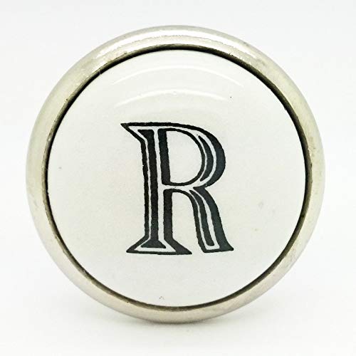G Decor Letter White Monograms Ceramic Door Knobs (R)