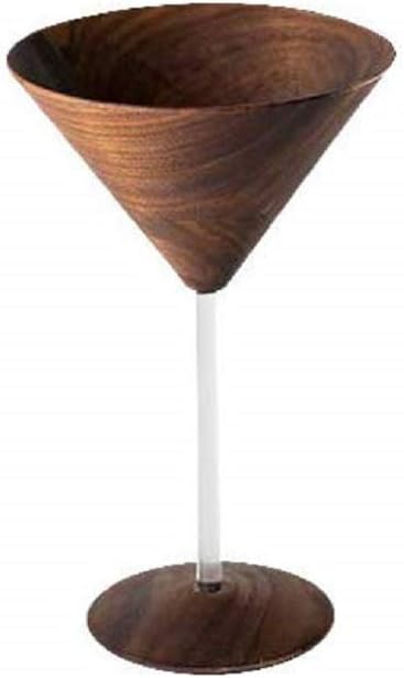 Wooden Walnut WUD Martini Glass with Clear Stem