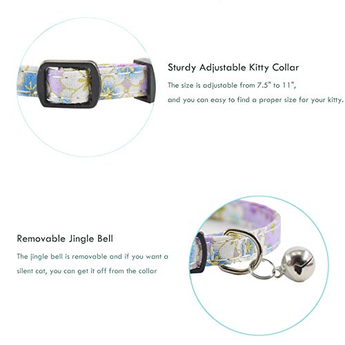 Image of Breakaway Cat Collars with Bell, Set of 3, Durable & Safe Cute Kitten Collars Safety Adjustable Kitty Collar for Cat Puppy 7.5-11in (Purple,Red,Blue1)