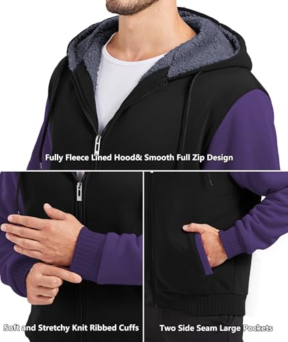 Image of GEEK LIGHTING Men's Fleece-Lined Zip Up Hoodie, Thick Hooded Jacket Winter Warm Athletic Sweatshirt