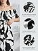 CUPSHE Women Ruffle Floral Maxi Summer Dress Off Shoulder Tube Short Sleeve Backless Flounce Bodice Slit Hem Beach Dresses, Black White L