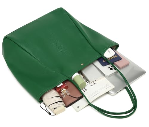 Image of Dreubea Large Leather Tote Bag for Women - Big Work Bag, Spacious Minimalist Handbag, Tote Handbag for Office