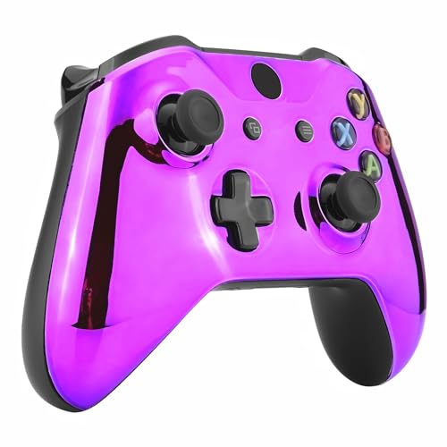 Image of eXtremeRate Chrome Purple Edition Front Housing Shell for Xbox One Wireless Controller Model 1708, Replacement Custom Faceplate Cover for Xbox One S & X Controller