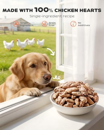Image of Freeze Dried Chicken Hearts for Cats & Dogs, 3.54oz (100g), Raw High Protein Cat & Dog Treats, Single Ingredient Organ Meat, Grain Free Healthy Pet Snacks, Training Treats & Food Topper, No Additives