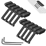 Picatinny Offset Rail Mounts, 45 Degree 3 4 5 Slots Offset Picatinny Rails 45° Angle Mount Aluminum Low Profile for Flashlight Laser Sight Optics (5 Slot Low Profile - 2 Pack)