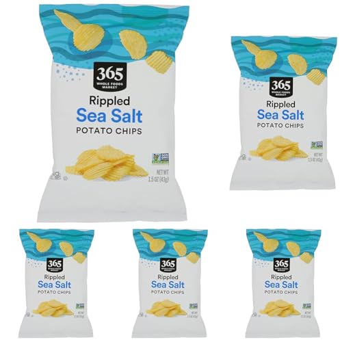 Image of 365 by Whole Foods Market, Rippled Sea Salt Potato Chips, 1.5 Ounce (Pack of 5)