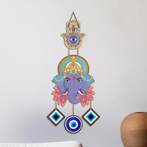 Image of Artvibes Lambodar Ganesha Nazar Battu Wall Hanging for Home Decor | Evil Eye Protection for Entrance Door Bedroom Living Room Temple | Positive Energy Vastu MDF Decorative Gift Item (WH 8567N)