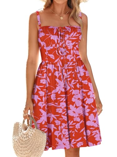 Image of YIOYOLA Womens Summer Mini Corset Casual Dresses Spaghetti Straps Lace Up Vacation Beach Sundress with Pockets 2026