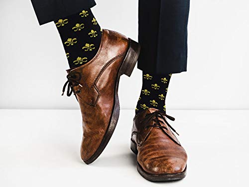 Boxed-Gifts UNKNOWN Men'S Fleur De Lis Patterned Premium Cotton Dress Casual Crew Socks thumb #6