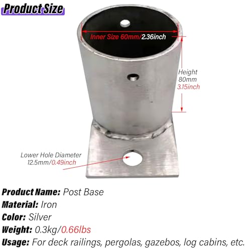 Soporte de poste de valla antioxidante para reparar y asegurar bases de madera 2