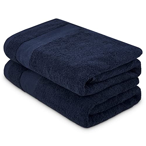 Supreme Lot de 2 serviettes de bain en pur coton égyptien 600 g/m² Bleu marine Cover