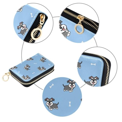 Cute Schnauzer Dog RFID Credit Card Holder Leather With Zipper Card Case Wallet for Women Girls3