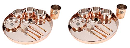 Indian Art Villa Steel Copper Thali Dinner Set, Serveware & Dinne...