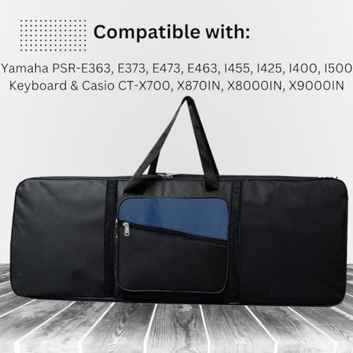 Image of IMAGINEA Nylon 40 Piano Storage Bag Compatible With Psr-I400,Psr-I500,Psr9000,Psr 8000 & Casio Ct-X870In,Ct-X8000In,Ct-X9000In,61 Keys Cover Portable Gig Case,Waterproof Oxford Cloth Bags-Black
