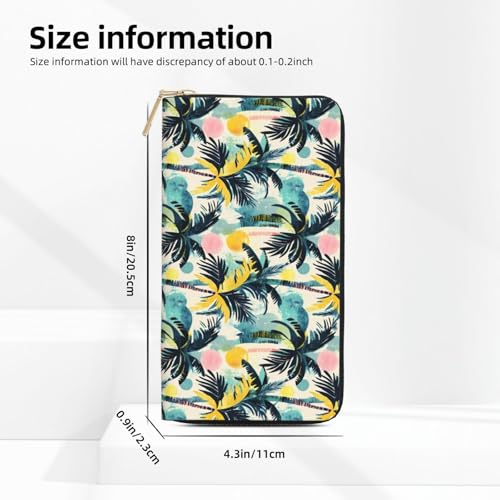 Hawaii Plant Silhouette Print Wallet Women, Leather Bifold Multi Card Wallet, Long Purse Women's Wallets2