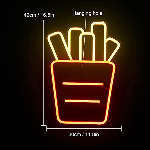 Chips Fries Light Up Signs LED Light Signs Acrylic Neon Light for Business Red Neon Sign Wall Art for Bedroom Kitchen Dining Car Party Decoration - Image 4