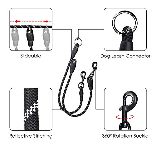 image for AUTOWT Double Dog Leash, 2019 New Version No Tangle 360° Swivel Rotat