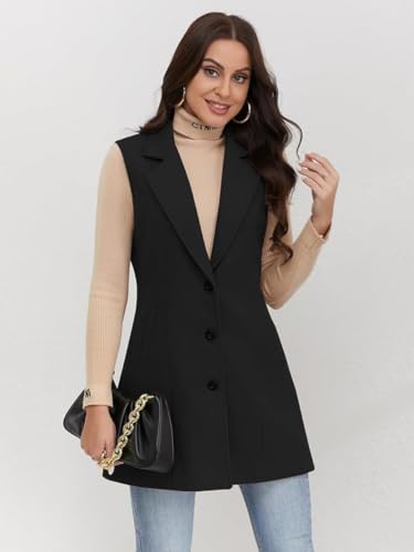 Image of IDEALSANXUN Plaid Vest for Women Fall Winter Sleeveless Blazer Jackets