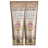 Jergens Natural Glow Self Tanner Body Lotion, Sunless Tanning, Fair to Medium Skin Tone, Daily Moisturizer with Coconut Oil, Vitamin E and Antioxidants, 7.5 Oz, Pack of 2