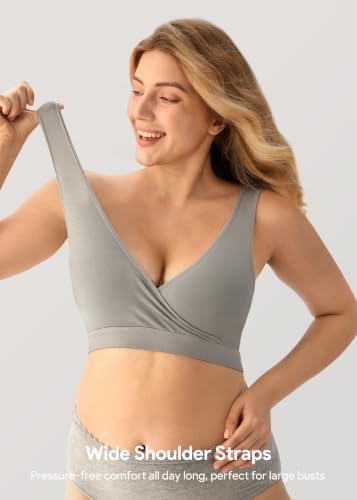 Image of HBselect Nursing Bras for Breastfeeding, Maternity Nursing Sleep Bra Wireless Pregnancy Sleep Bralette 3 /5 Pack