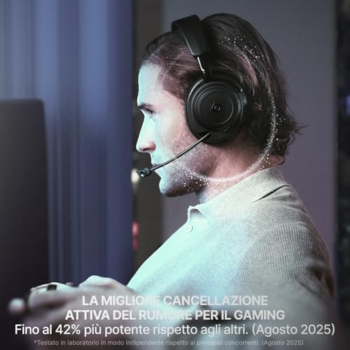 Arctis Nova Elite - Cuffie da gaming wireless - 96kHz/24bit - Speaker in fibra di carbonio - ANC - Eliminaz. rumore con IA - App - 2,4GHz+BT - Multisource; OmniPlay PC+PS+Xbox - Sage&Gold - Cuffia gaming - Immagine 5