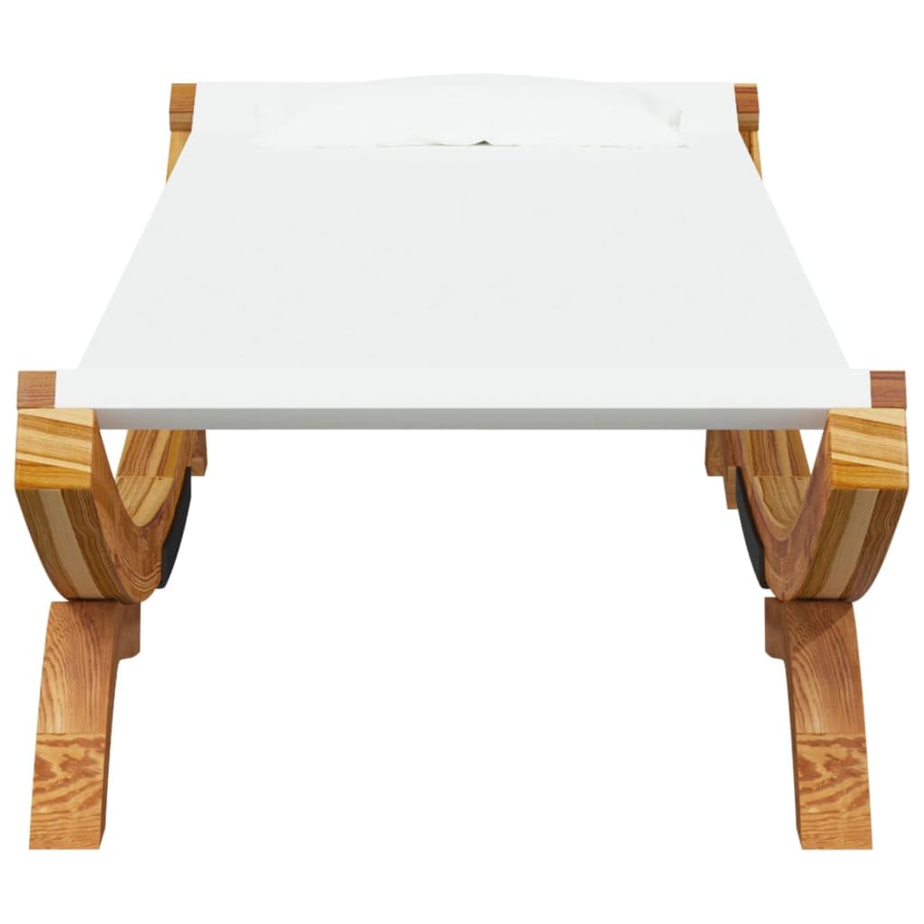 vidaXL Bugholz Loungebett mit Dach Sonnenbett Gartenliege Lounge Outdoor Bett Hängematte Sonnenliege 100x188,5x44cm Massivholz Creme