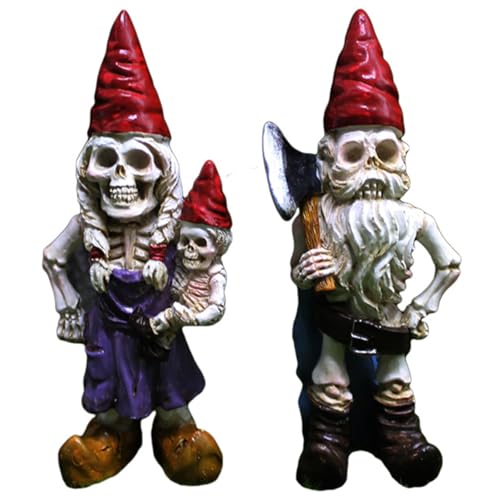 TYXHXTF 2 Pcs Halloween Skeleton Gnom Statue Garten Zwerg...