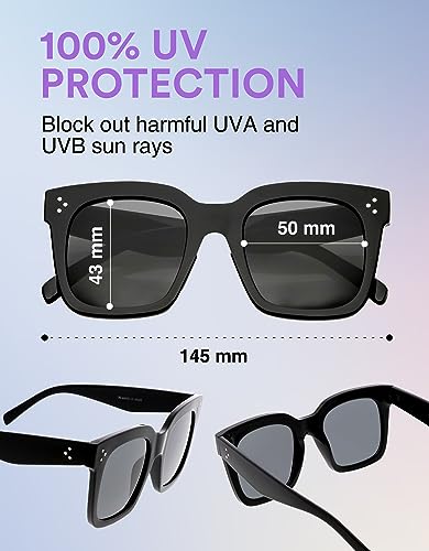 zeroUV Polarized Women Sunglasses, Square UV400 Protection Sun Glasses, Boho Large Vintage Lens, Trendy Bold Retro Classic2