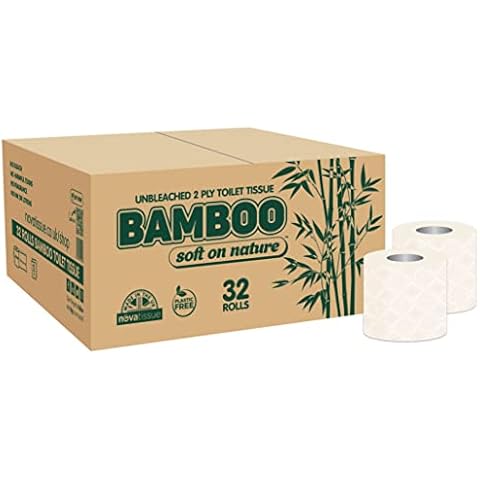 32 XL Bamboo Rolls | Soft on Nature Eco Toilet Tissue Paper | 2ply | Unbleached | Plastic Free | UK Made Cover