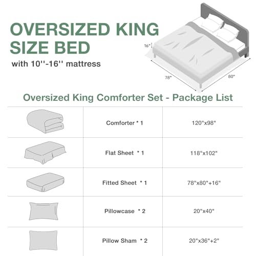Image of MUXHOMO Oversized King Comforter Set, Boho Elegant Floral Print Bed in a Bag 7 Pieces, Ultra Soft & Breathable Reversible Botanical Pattern Bedding Set with Comforter, Sheets, Pillowcases, and Shams