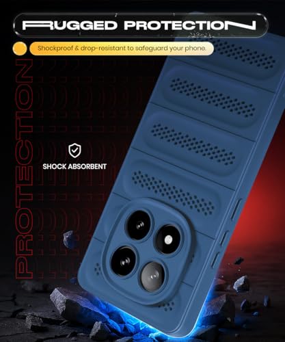 Image of WOW IMAGINE Ultimate Silicone Back Cover Case for Redmi Note 14 Pro 5G | Poco X7 5G | Heat Dissipation Thin Soft TPU | 360 Camera Protection | Breathable Cooling Holes - Deep Blue