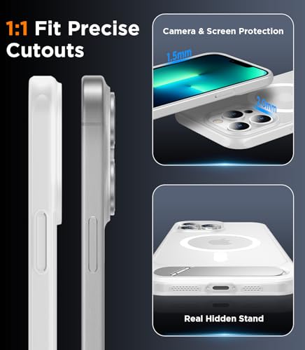 Image of Magnetic Compatible with iPhone 13 Pro Max Case, [Built-in Invisible Kickstand][Compatible with MagSafe][Military Grade Shockproof] Slim Translucent Matte Phone Case for iPhone 13 Pro Max 6.7 inch