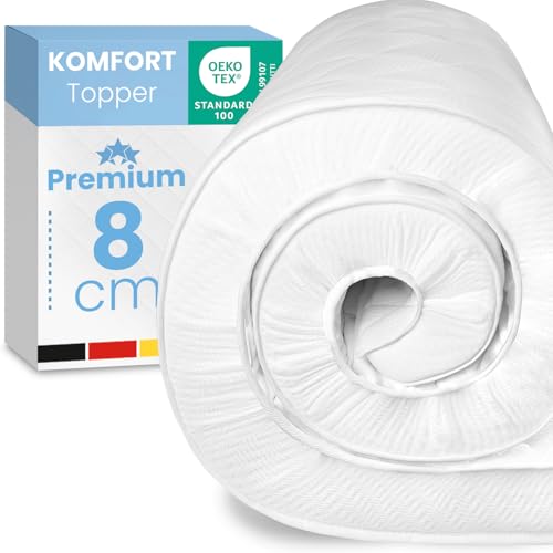 ELONEO Komfortschaum Matratzen Topper 80x190cm mit 8 cm Höhe, atmungsaktiver Matratzentopper, Matratzenauflage, Mattress Topper für Bett und Boxspringbett