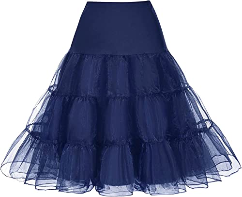 Pinup Fashion Petticoat Skirt Crinoline for Women Underskirt Under Dresses Puffy Skirt 50S Costume Petty Coats Fluffy Petticoat Navy